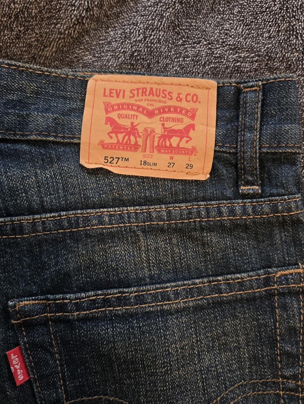 Levi's 527 Slim Straight Jeans - Dark Blue with Tan Patch